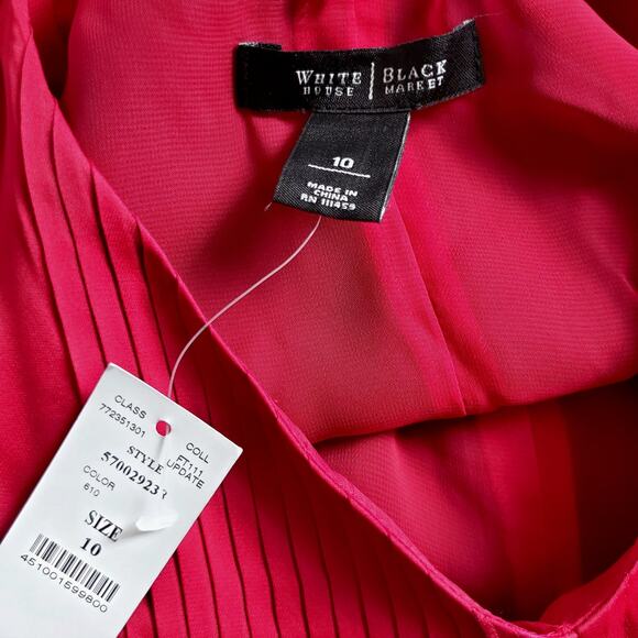 WHBM Red Micro Pleat Midi Sleeveless Dress 10 Holiday Cocktail Party Date Night - Picture 5 of 8